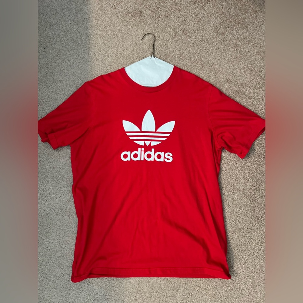 Red Adidas Graphic Tee, Size L